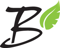 Basil's logo with large B and basil leaf